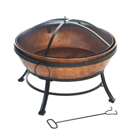 DeckMate 30371 Avondale Outdoor Patio Portable Steel Fire Bowl Fire Pit, Copper