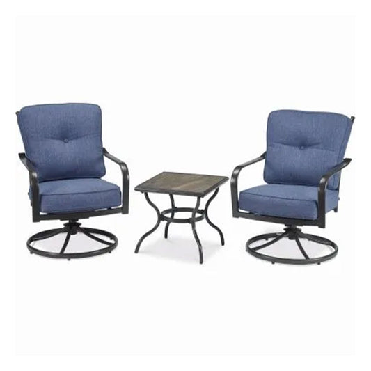 Four Seasons Courtyard Beaumont 3 Piece Deep Seating Patio Chat Set in Denim/Brown