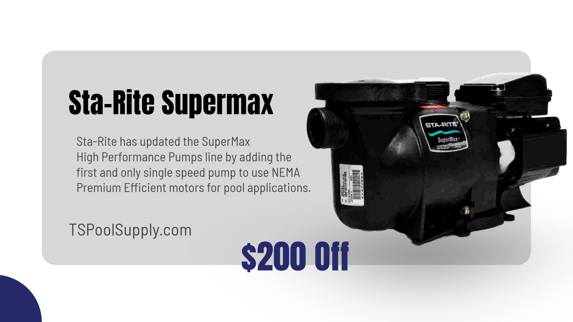 Sta-Rite Supermax Pool Pump $200 Off