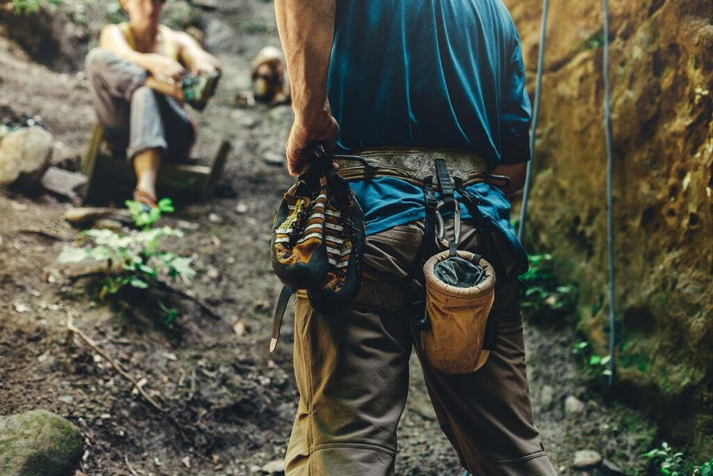 Mount Shasta hiker with safety gear