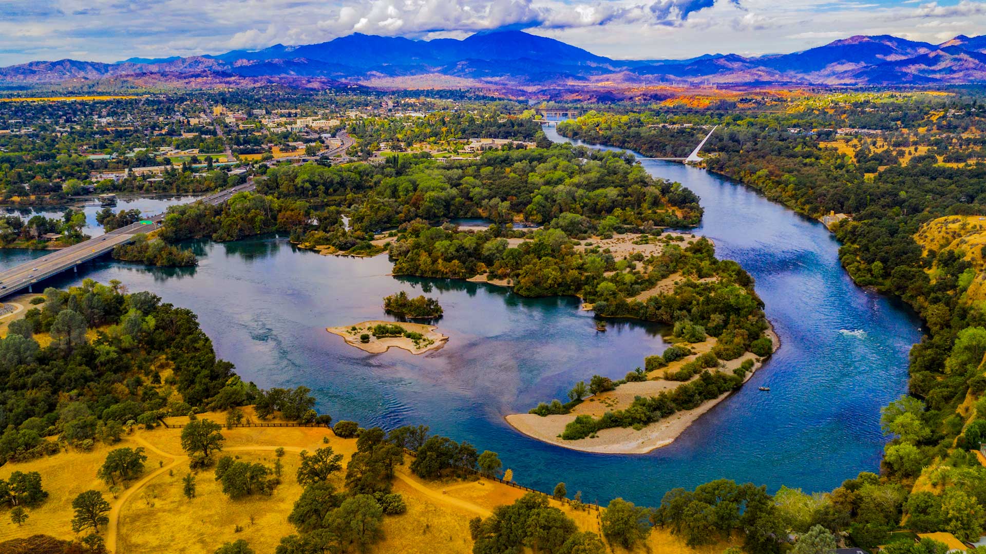 Beautiful aerial photo of Redding, CA in Shasta County